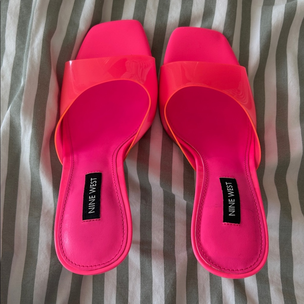 Nine West Women's Neon Pink Slide Sandals